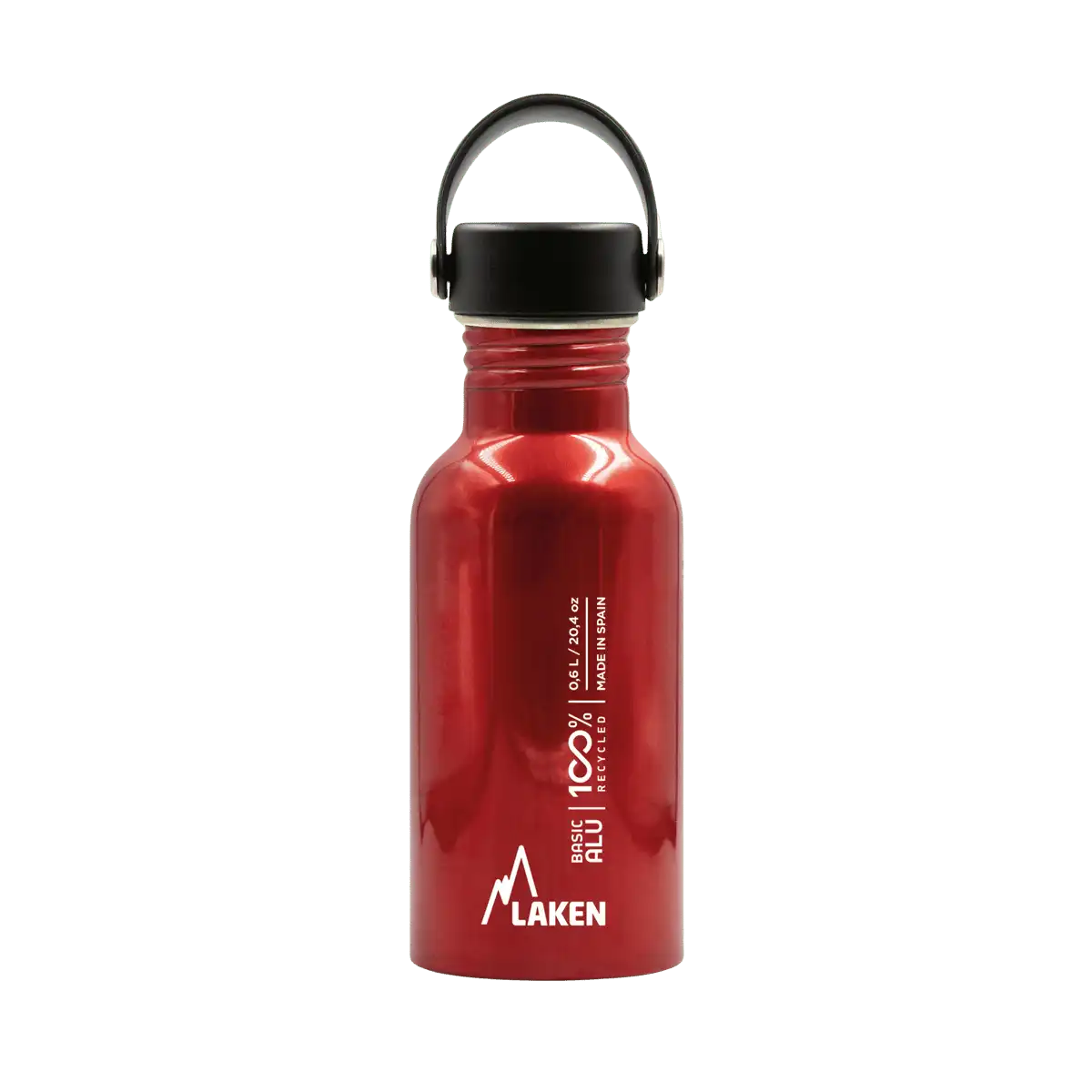 Botella de aluminio BASIC ALU roja de 0,60 litros con tapón OASIS
