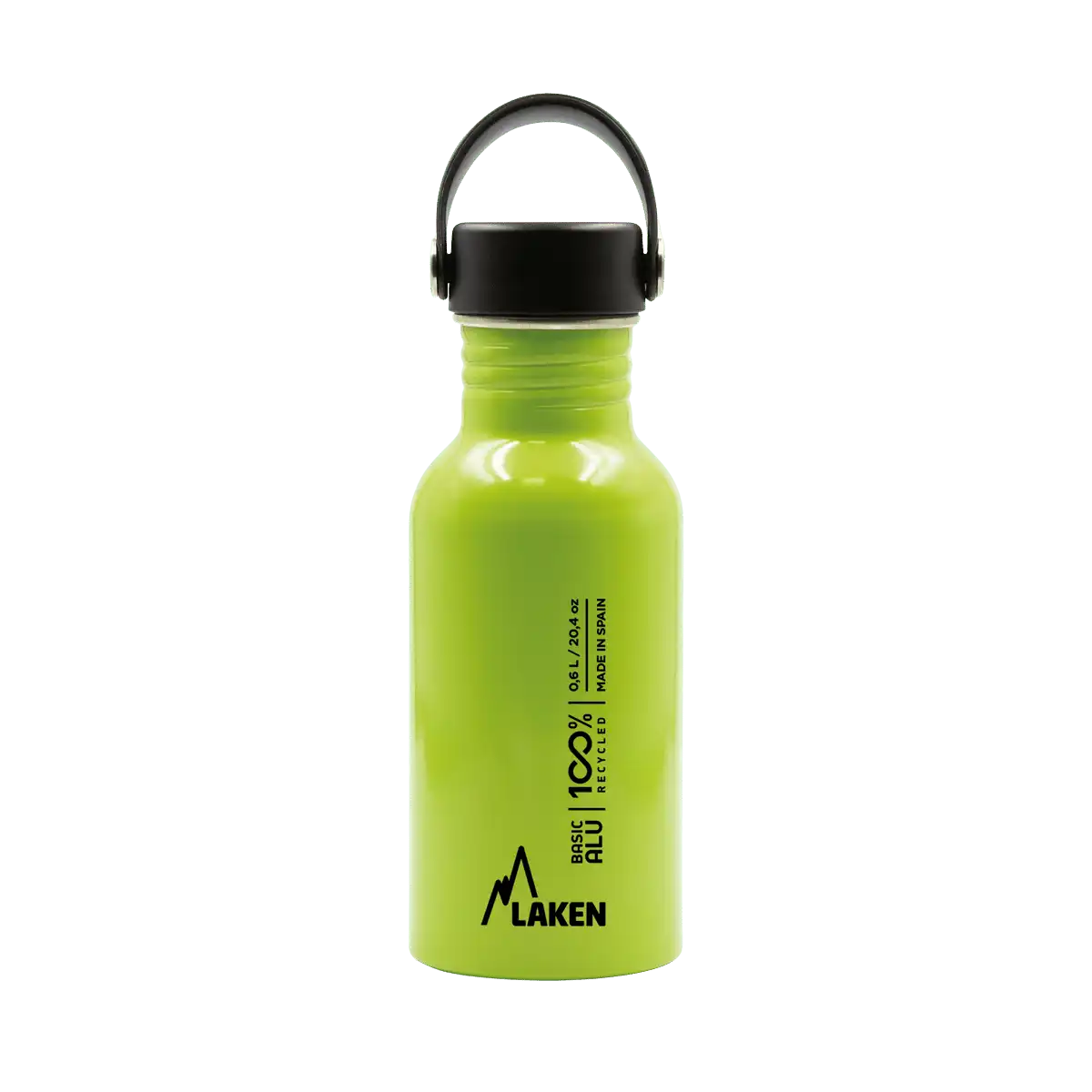Botella de aluminio BASIC ALU verde manzana de 0,60 litros con tapón OASIS