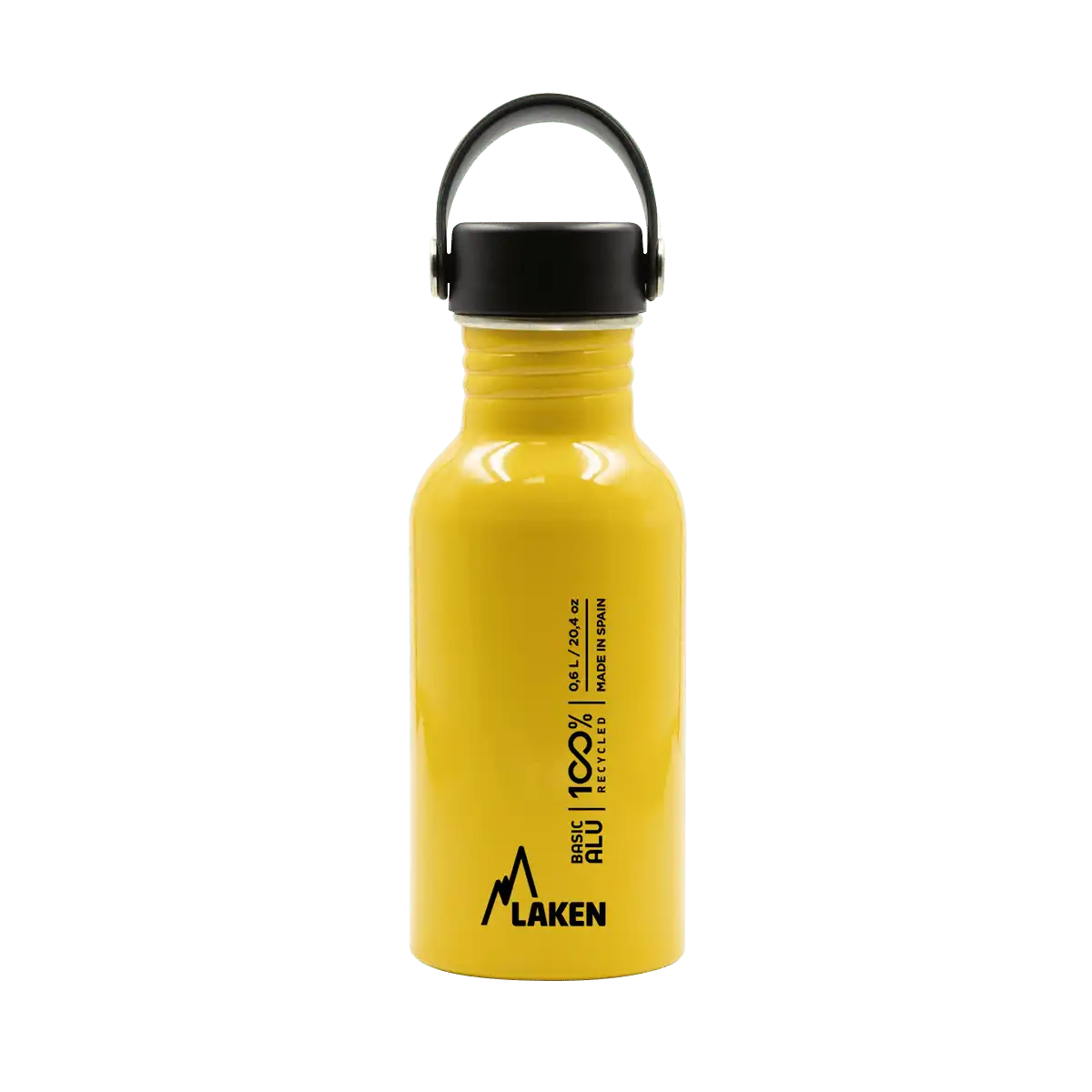 Botella de aluminio BASIC ALU amarilla de 0,60 litros con tapón OASIS
