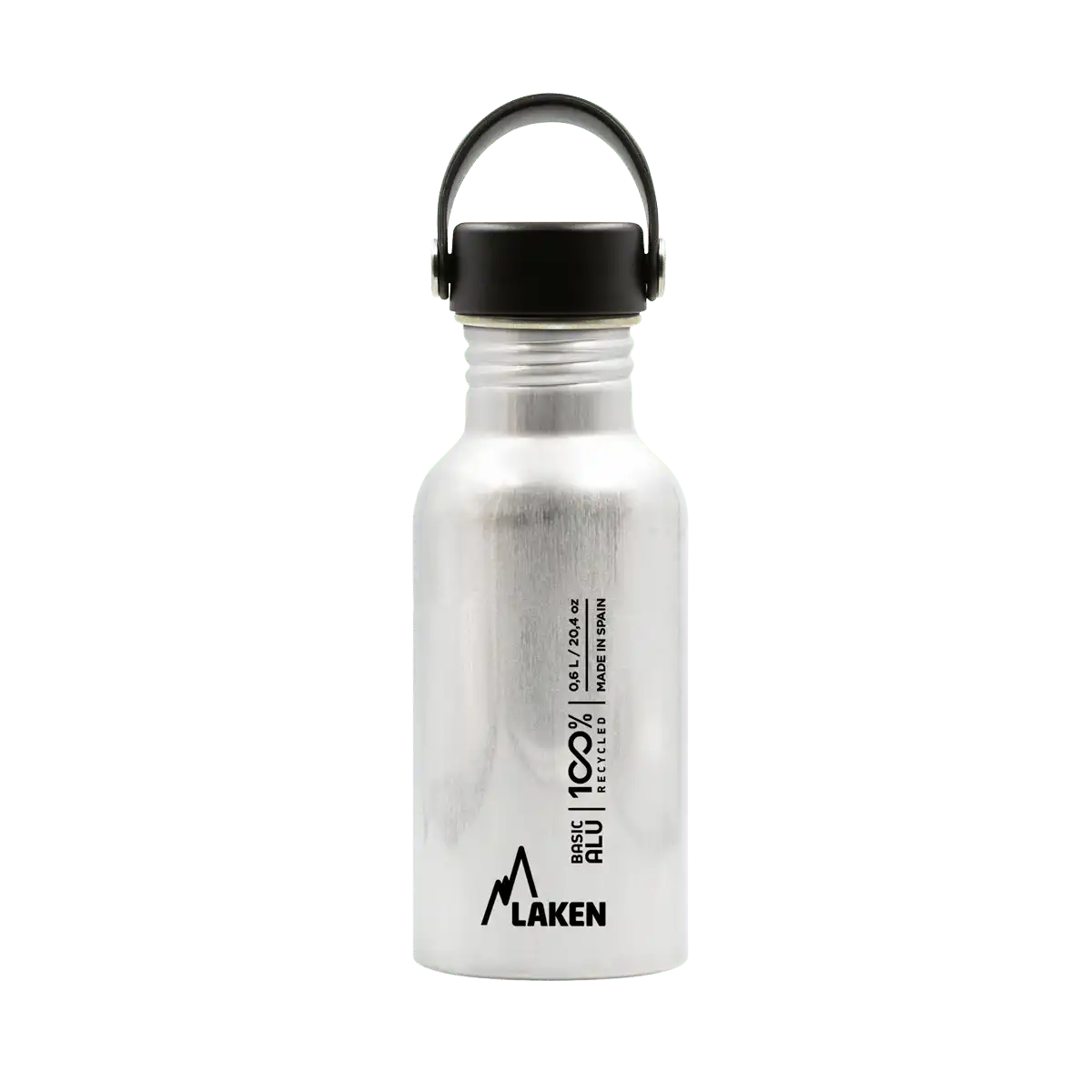 Botella de aluminio BASIC ALU plata de 0,60 litros con tapón OASIS
