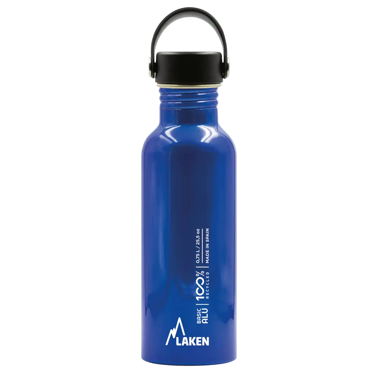 Botella de aluminio BASIC ALU azul de 0,75 litros con tapón OASIS
