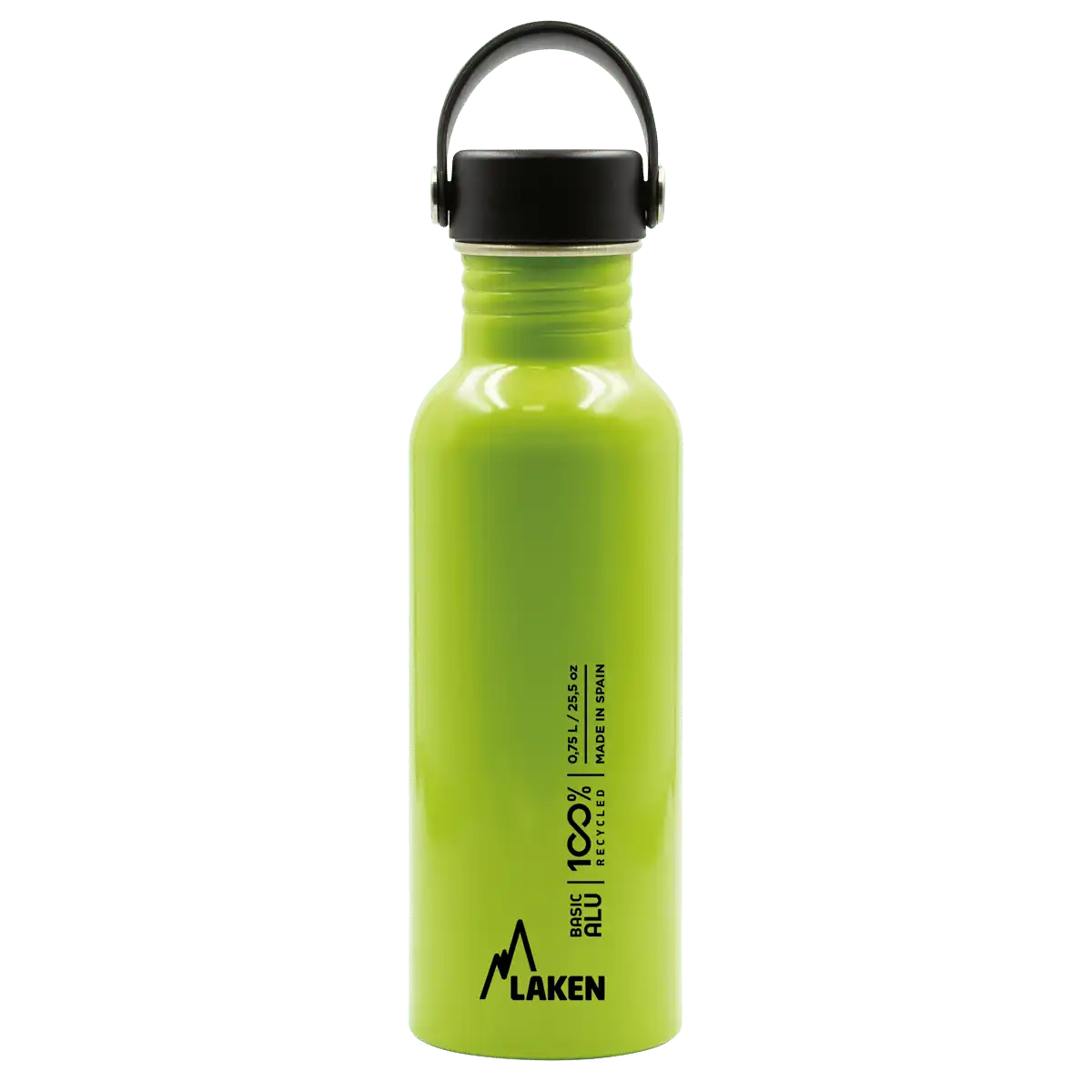 Botella de aluminio BASIC ALU verde manzana de 0,75 litros con tapón OASIS