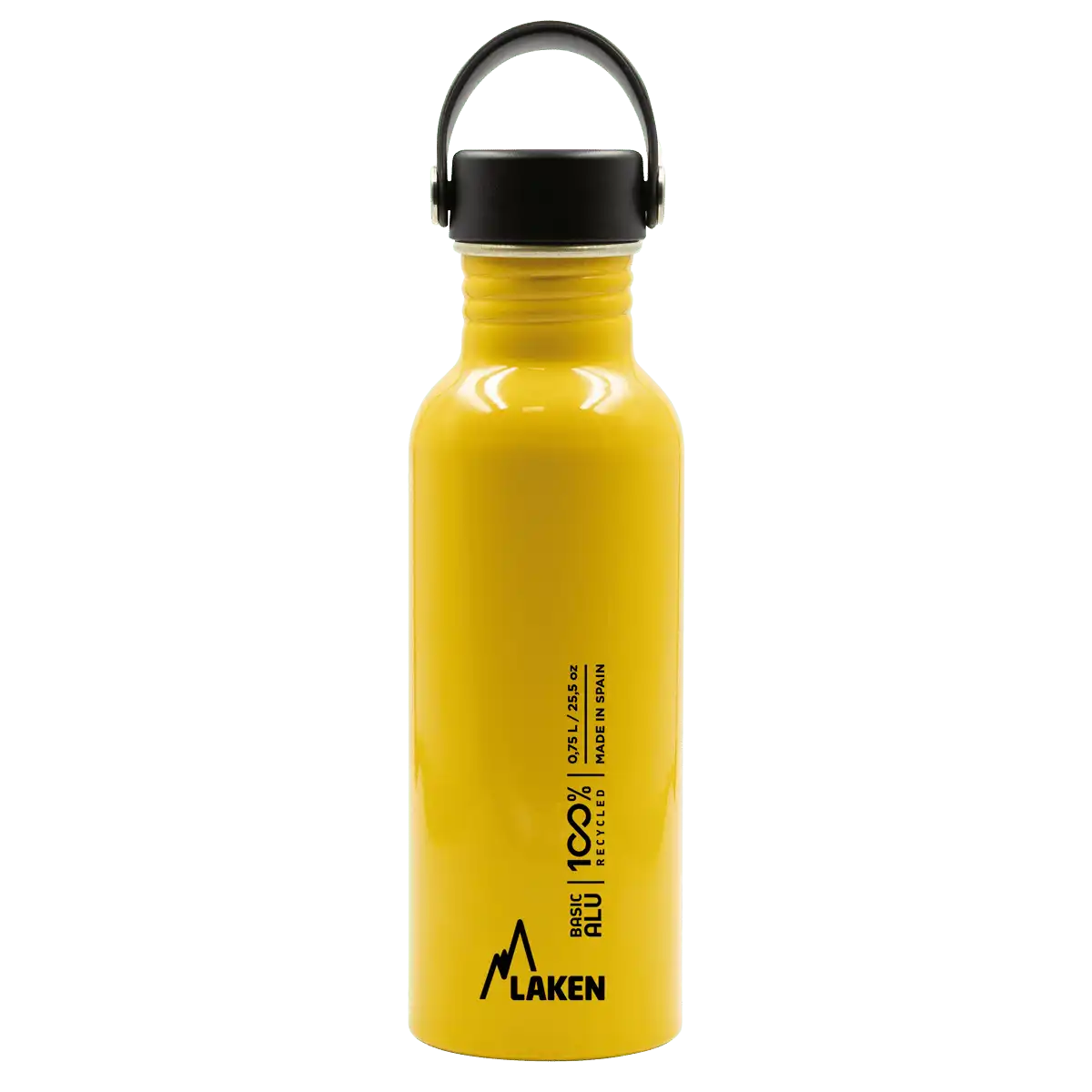 Botella de aluminio BASIC ALU amarilla de 0,75 litros con tapón OASIS
