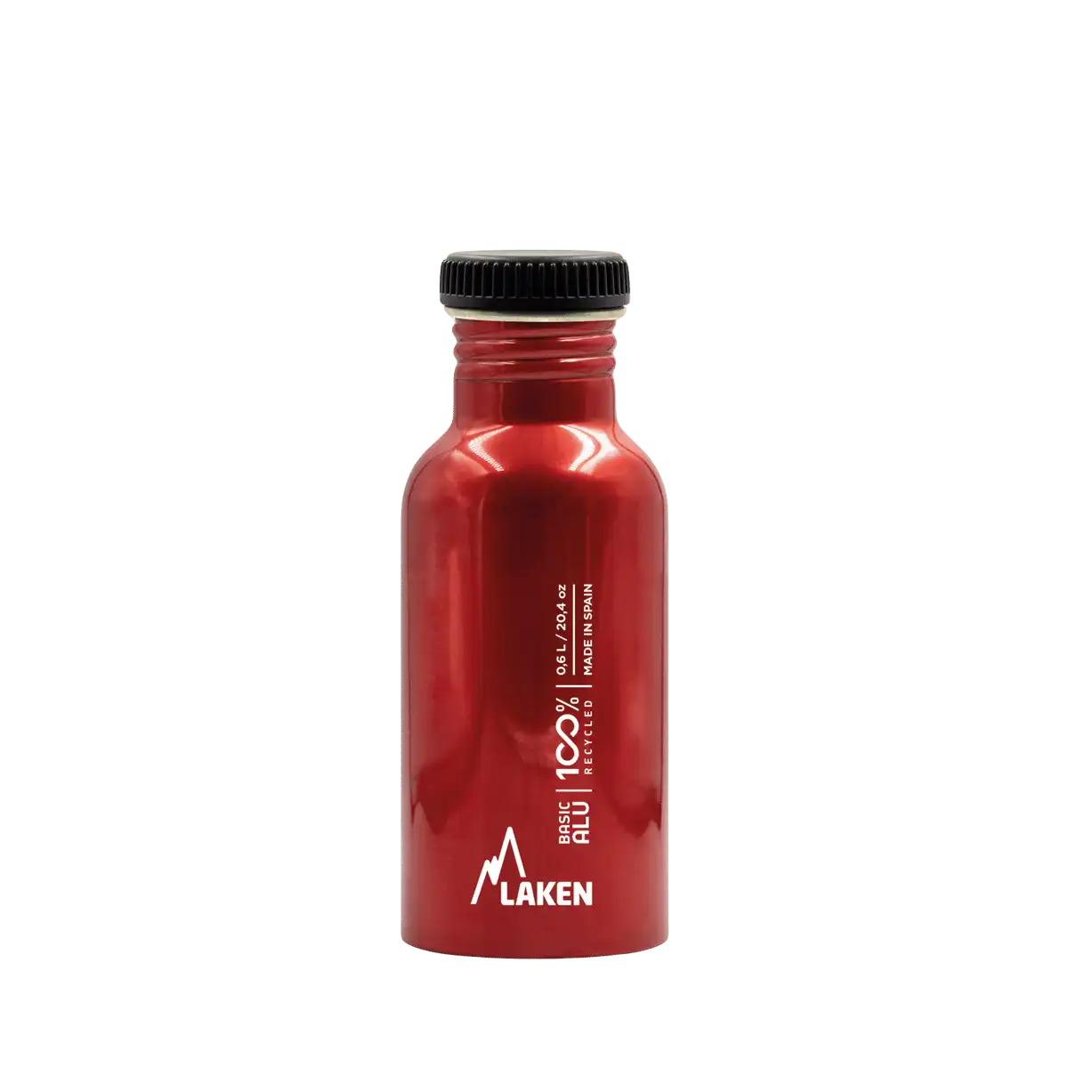 Botella de aluminio BASIC ALU roja de 0,60 litros con tapón PLAIN