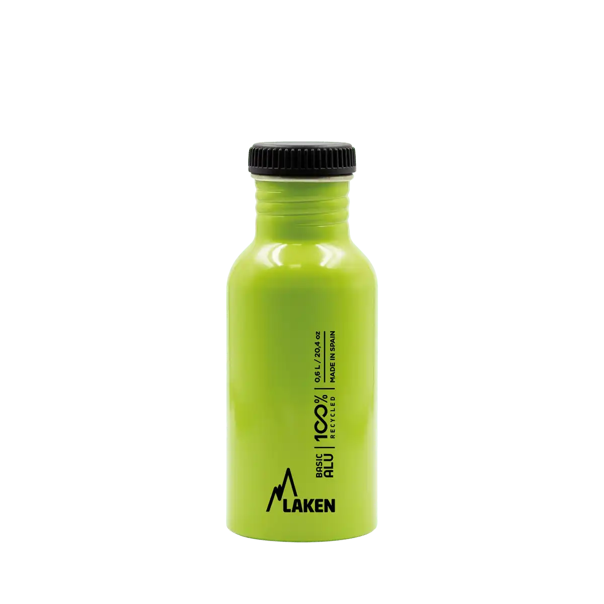 Botella de aluminio BASIC ALU verde manzana de 0,60 litros con tapón PLAIN