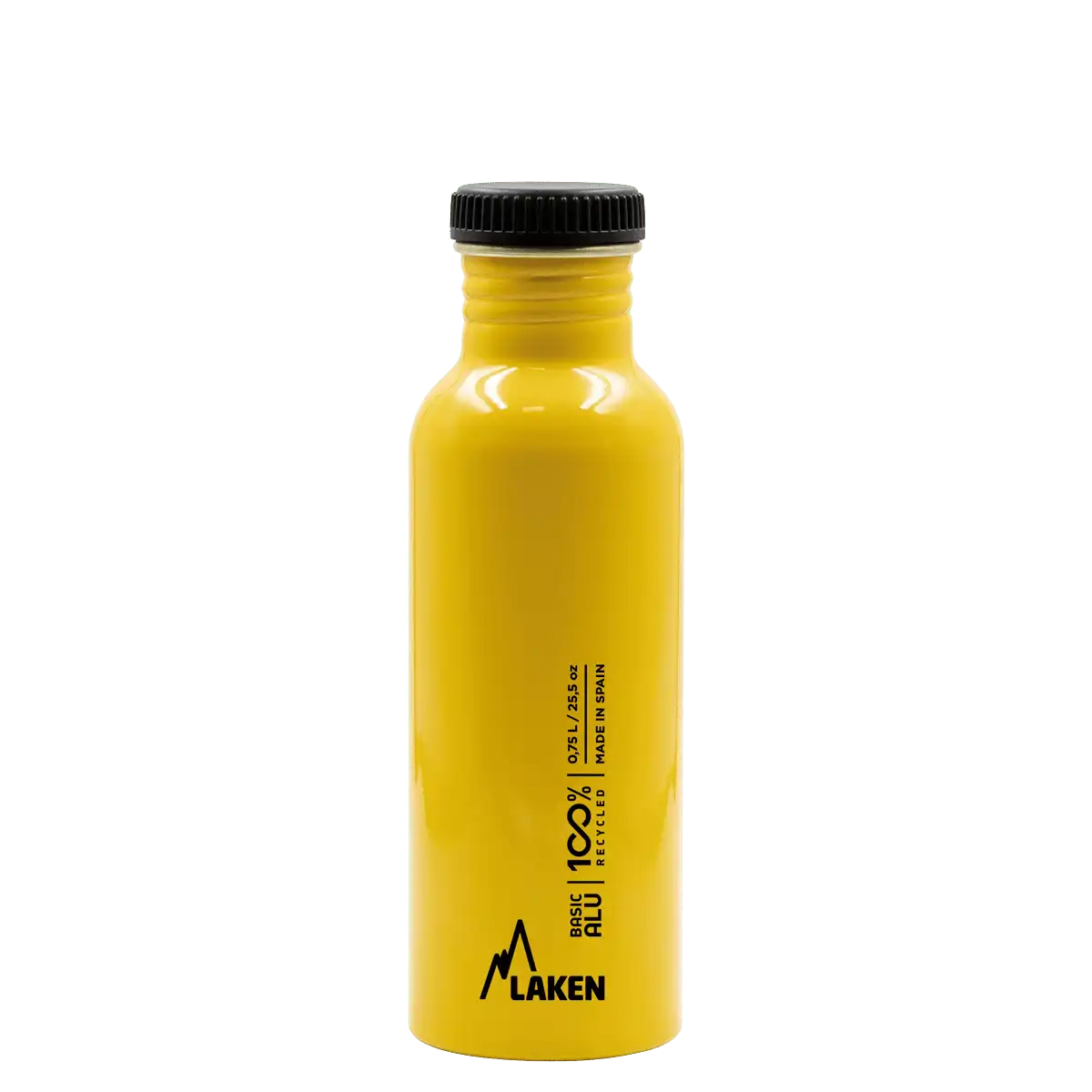 Botella de aluminio BASIC ALU amarilla de 0,75 litros con tapón PLAIN