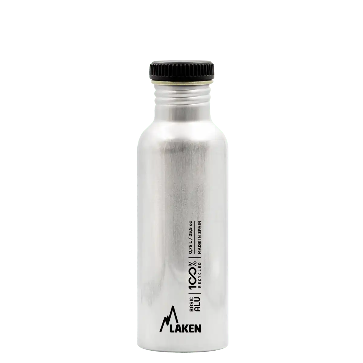 Botella de aluminio BASIC ALU plata de 0,75 litros con tapón PLAIN