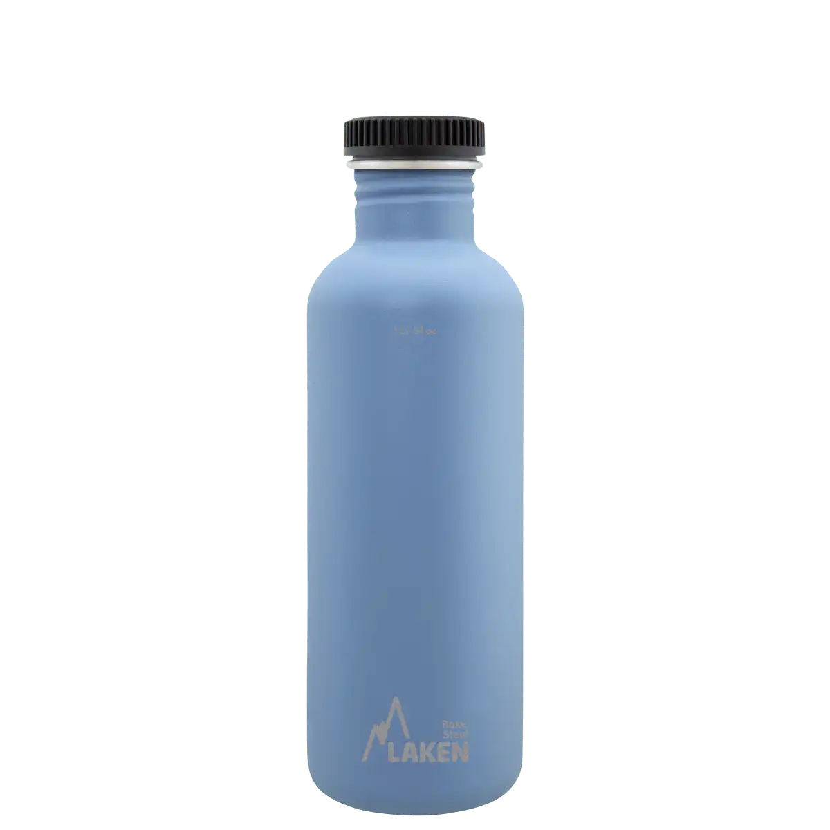 Botella de acero BASIC STEEL azul de 1 litro con tapón PLAIN de polipropileno