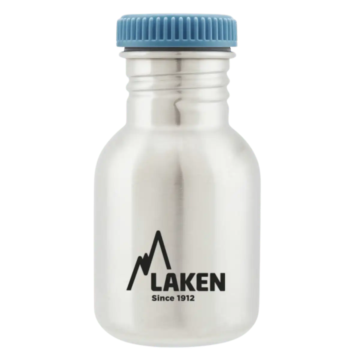 Botella de acero BASIC STEEL con tapón PLAIN de acero azul de 0,35 litros 