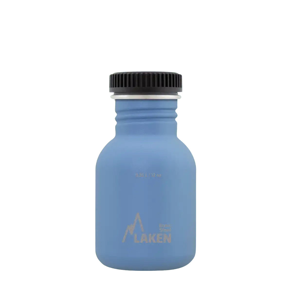 Botella de acero BASIC STEEL azul de 0,35 litros con tapón PLAIN de polipropileno