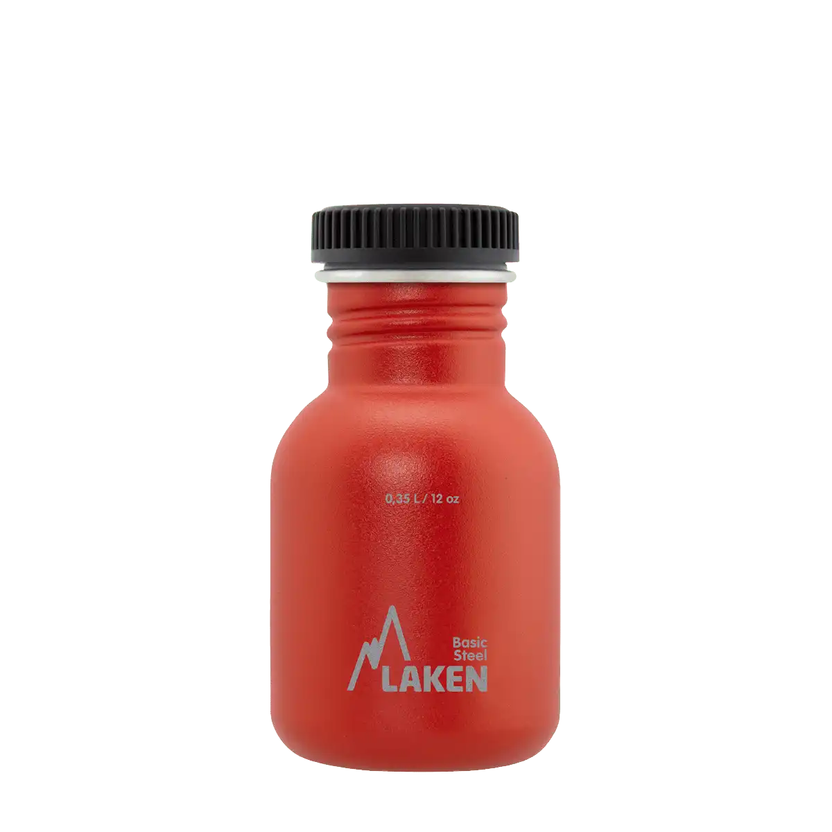 Botella de acero BASIC STEEL roja de 0,35 litros con tapón PLAIN de polipropileno
