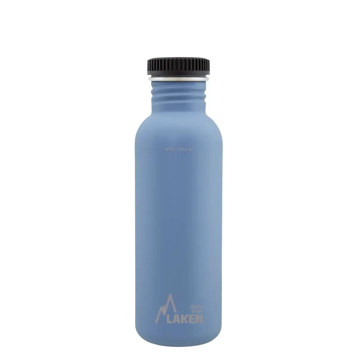 Botella de acero BASIC STEEL azul de 0,75 litros con tapón PLAIN de polipropileno