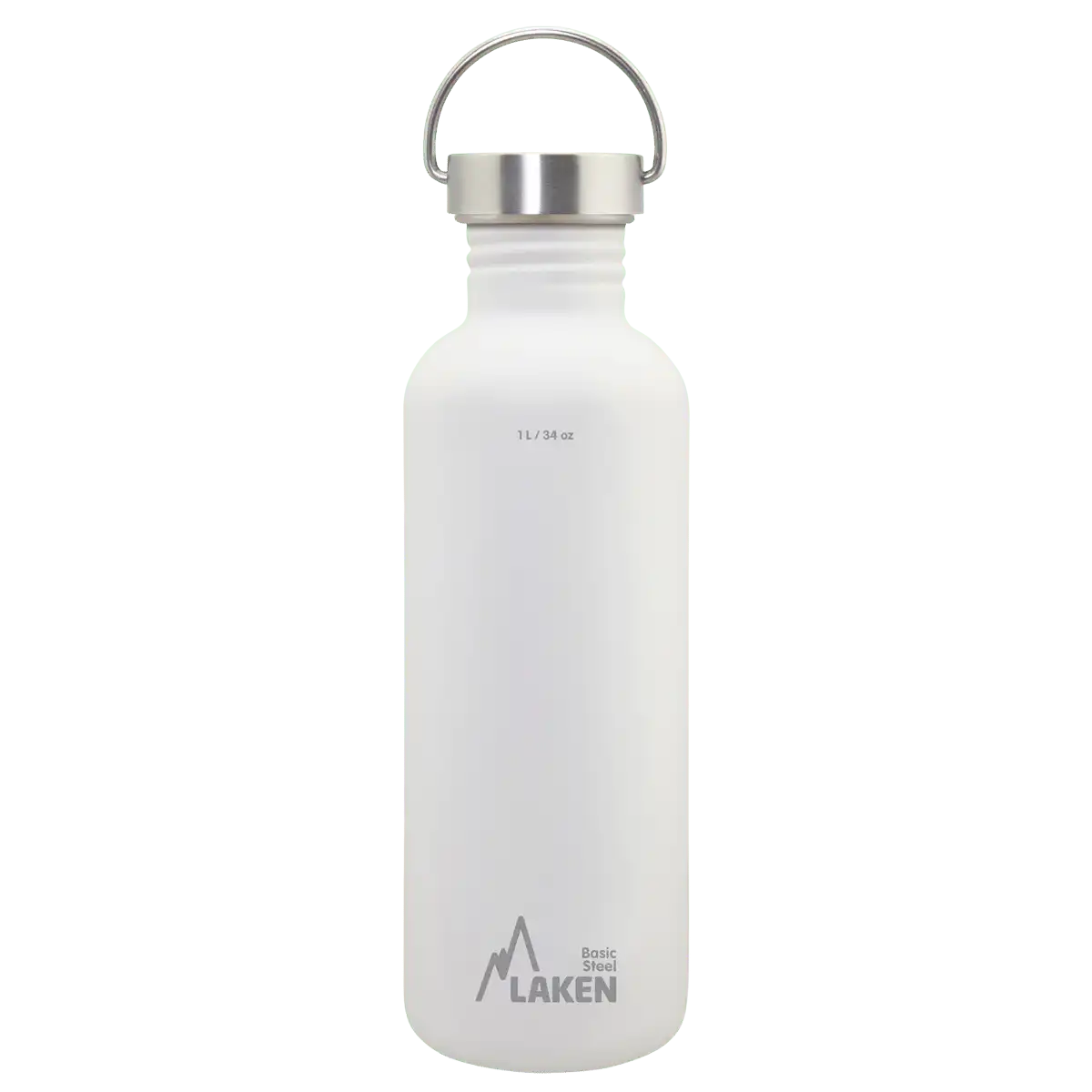 Botella de acero BASIC STEEL blanca de 1 litro con tapón VINTAGE