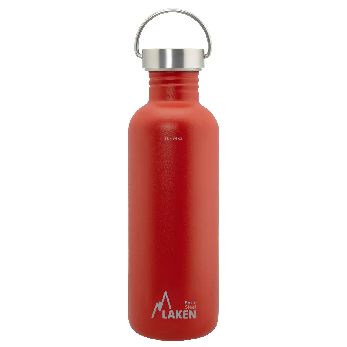 Botella de acero BASIC STEEL roja de 1 litro con tapón VINTAGE