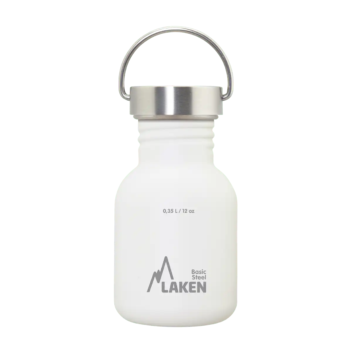 Botella de acero BASIC STEEL blanca de 0,35 litros con tapón VINTAGE