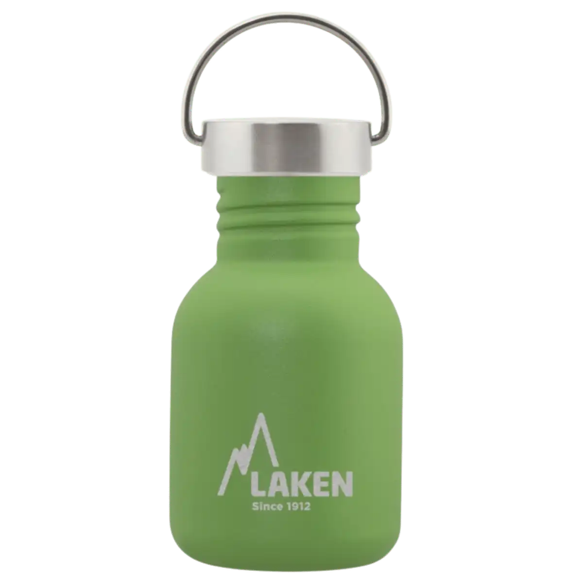 Botella de acero BASIC STEEL verde de 0,35 litros con tapón VINTAGE