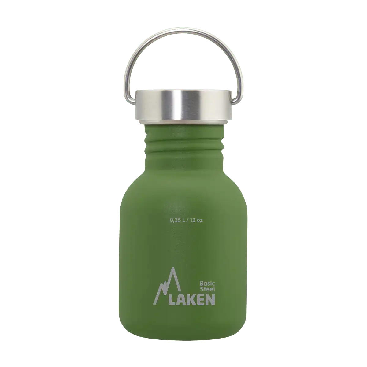 Botella de acero BASIC STEEL verde oliva de 0,35 litros con tapón VINTAGE