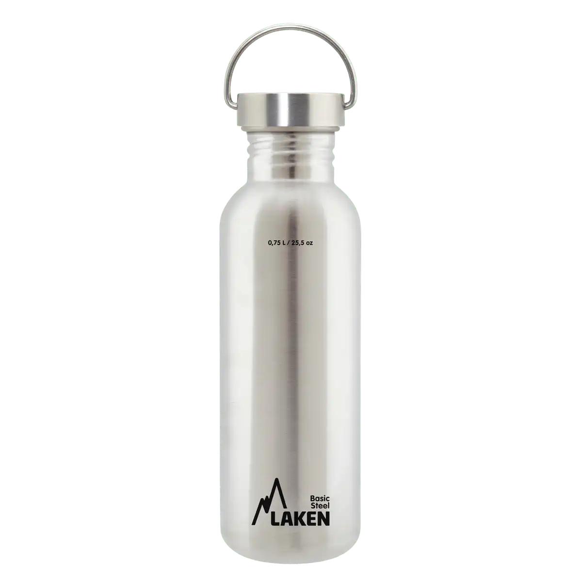 Botella de acero BASIC STEEL gris de 0,75 litros con tapón VINTAGE