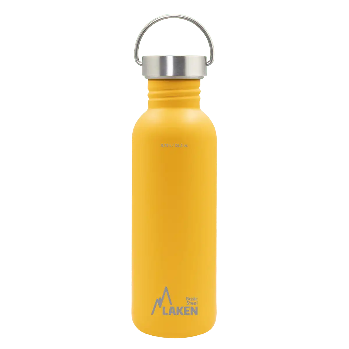 Botella de acero BASIC STEEL amarilla de 0,75 litros con tapón VINTAGE