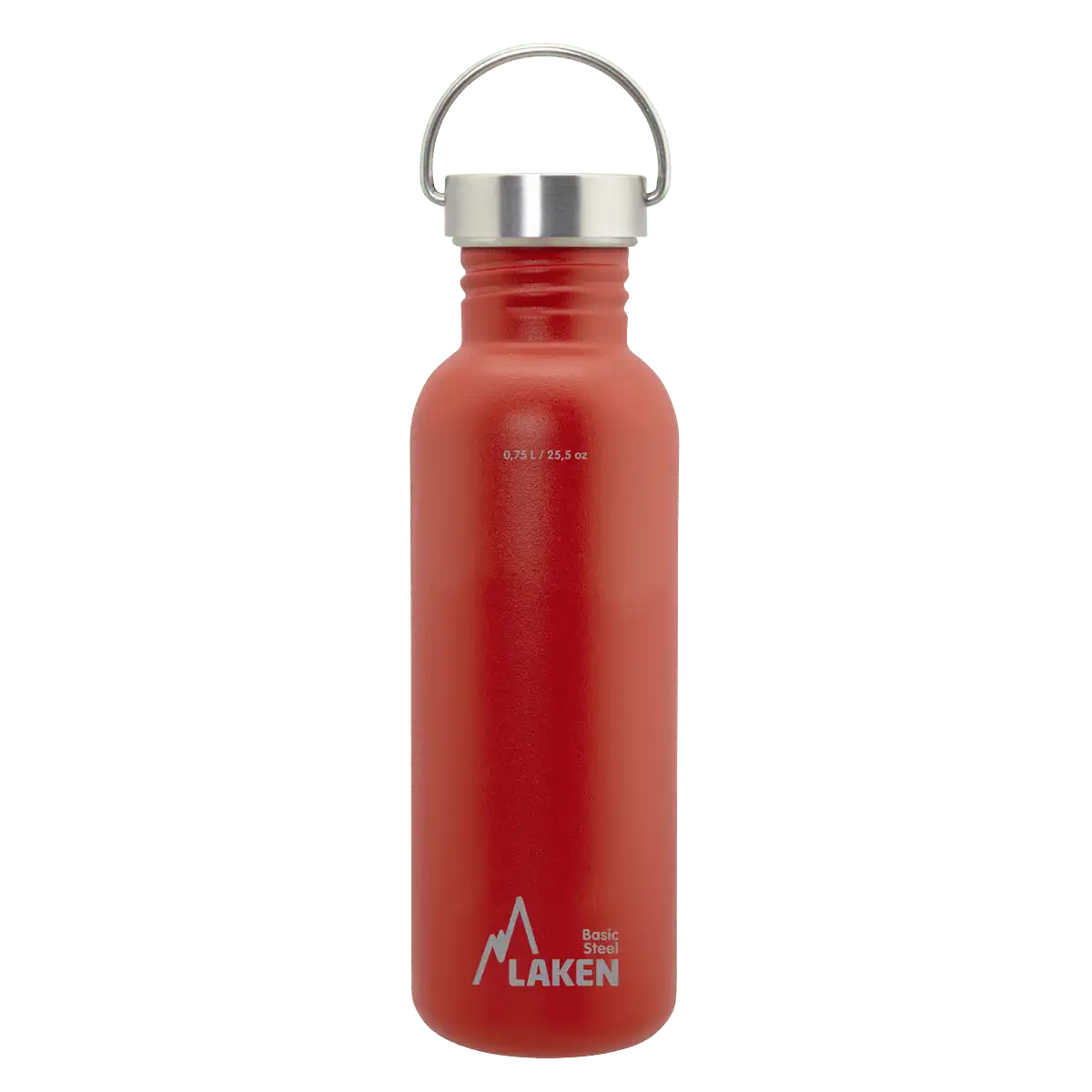 Botella de acero BASIC STEEL roja de 0,75 litros con tapón VINTAGE