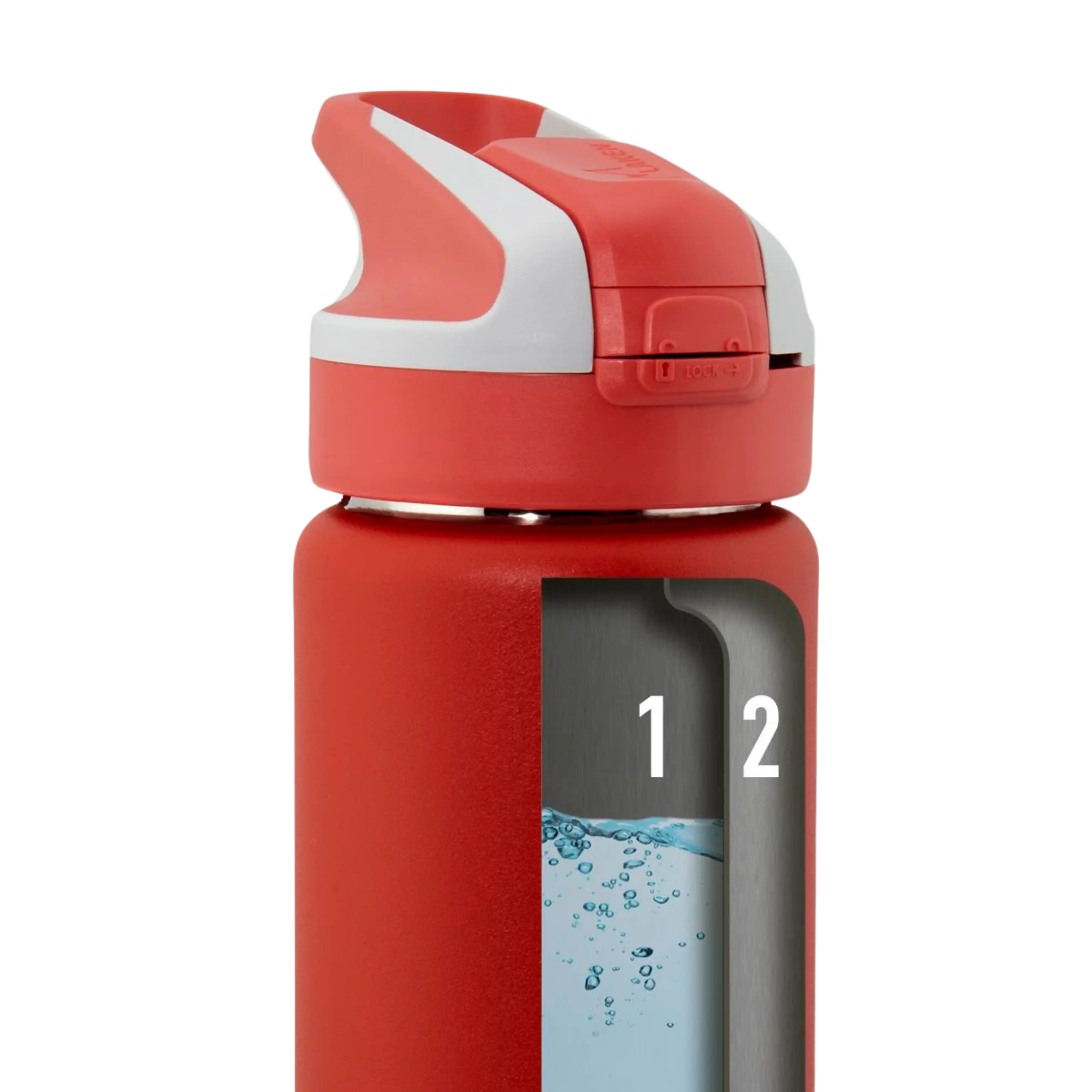 Ilustración del interior de una botella térmica de acero con tapón SUMMIT