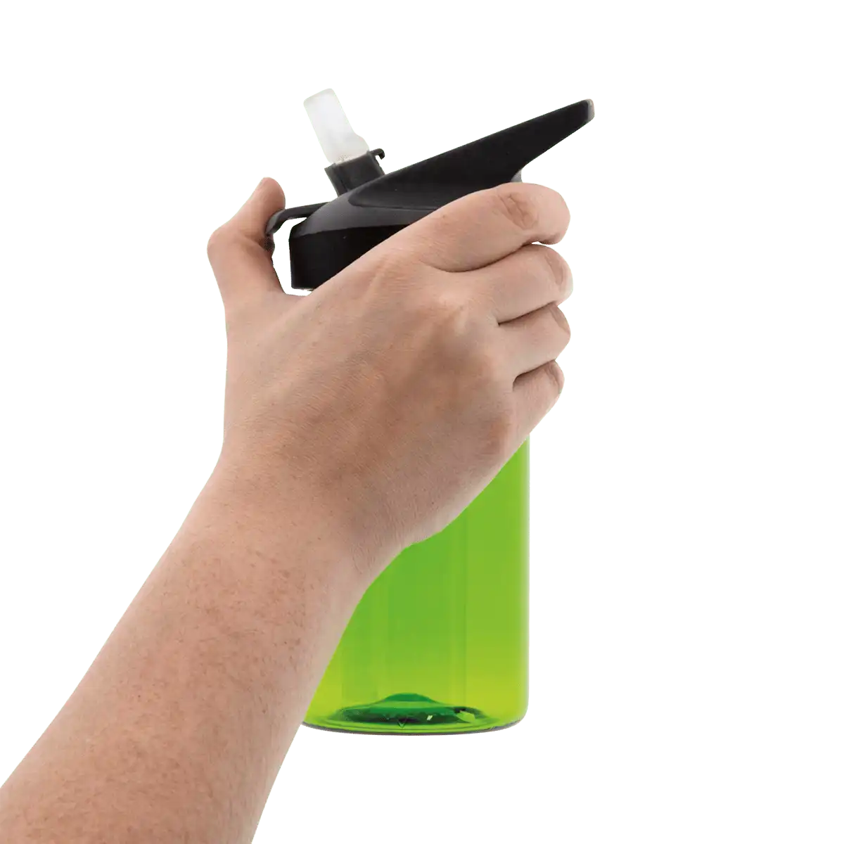 Mano sosteniendo una botella de Tritan con tapón JANNU