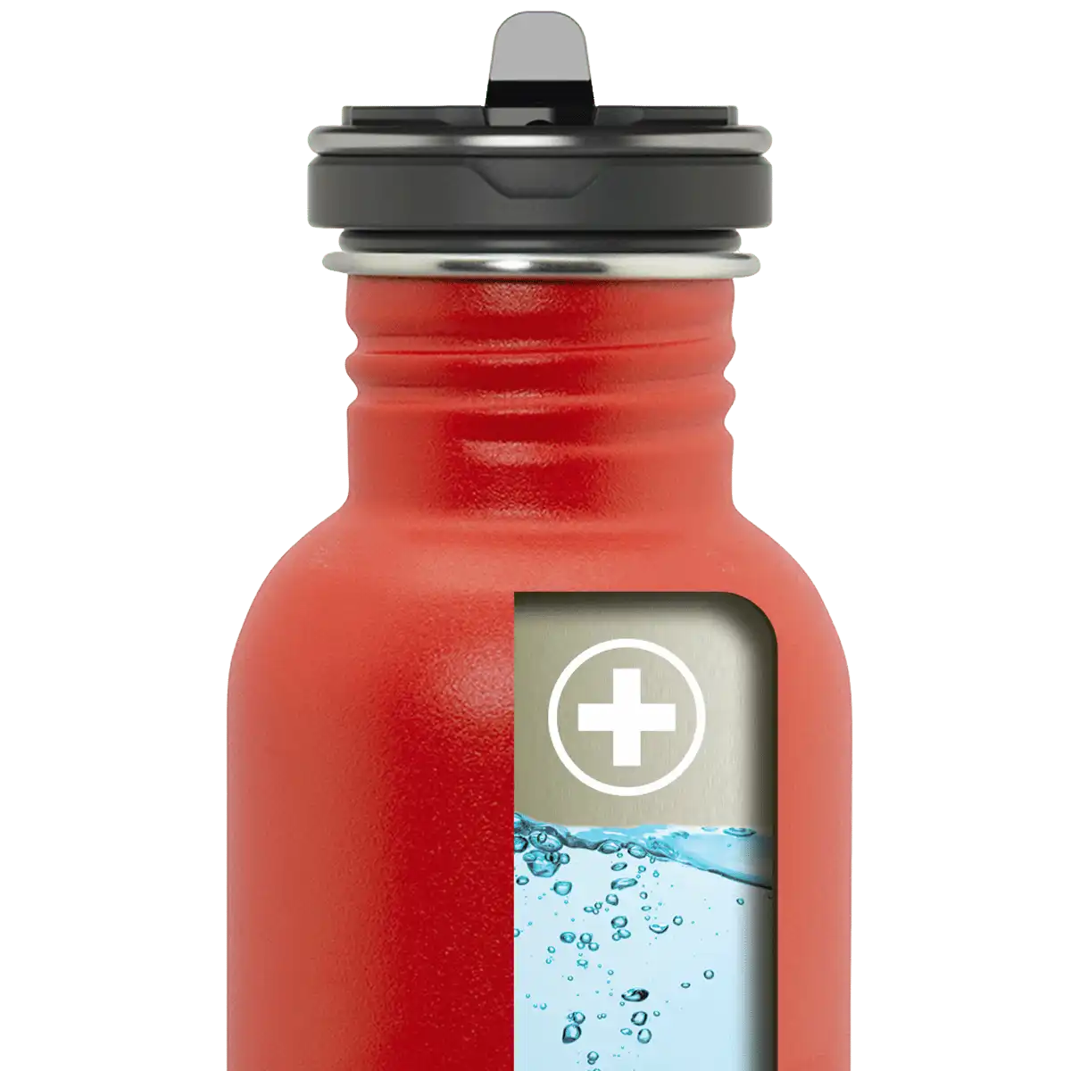 Ilustración del interior de una botella BASIC STEEL LAKEN con tapón FLOW