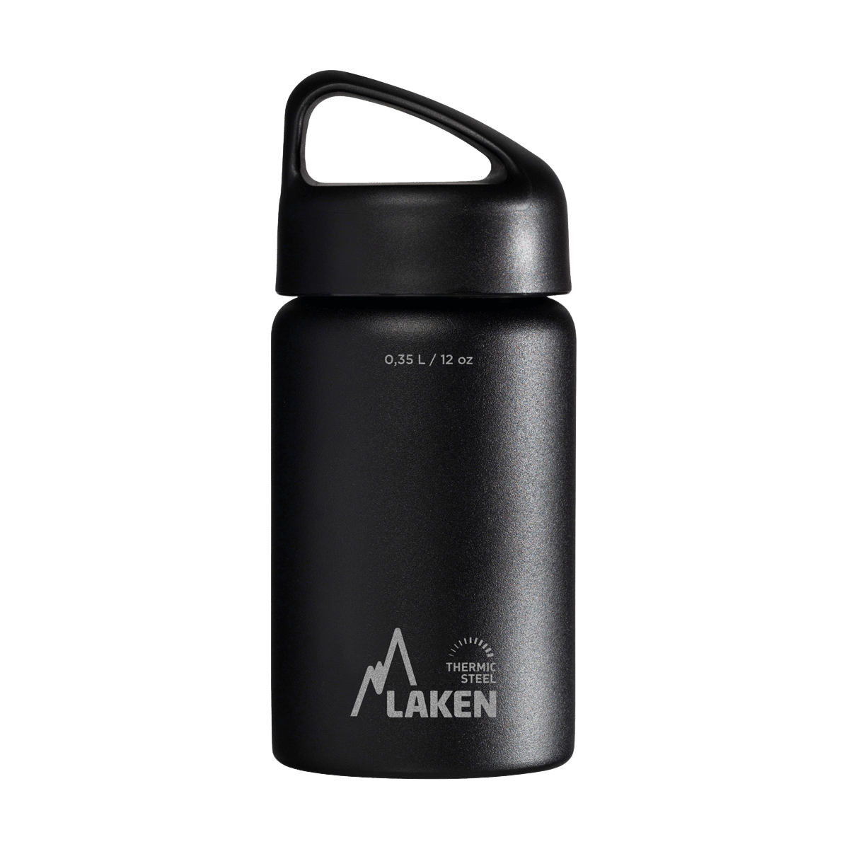 Botella térmica de acero negra de 0,35 litros con tapón CLASSIC