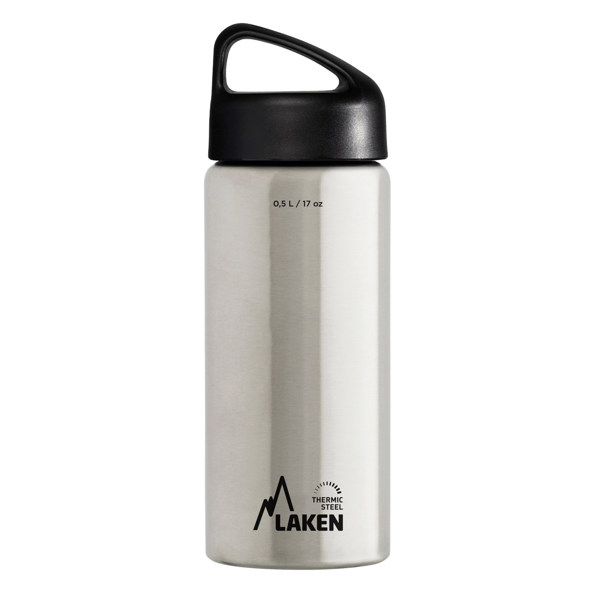 Botella térmica de acero plata de 0,5 litros con tapón CLASSIC