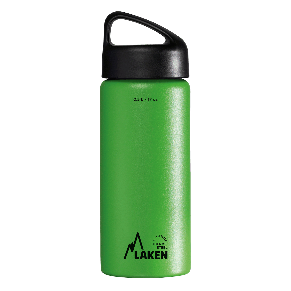 Botella térmica de acero verde de 0,5 litros con tapón CLASSIC