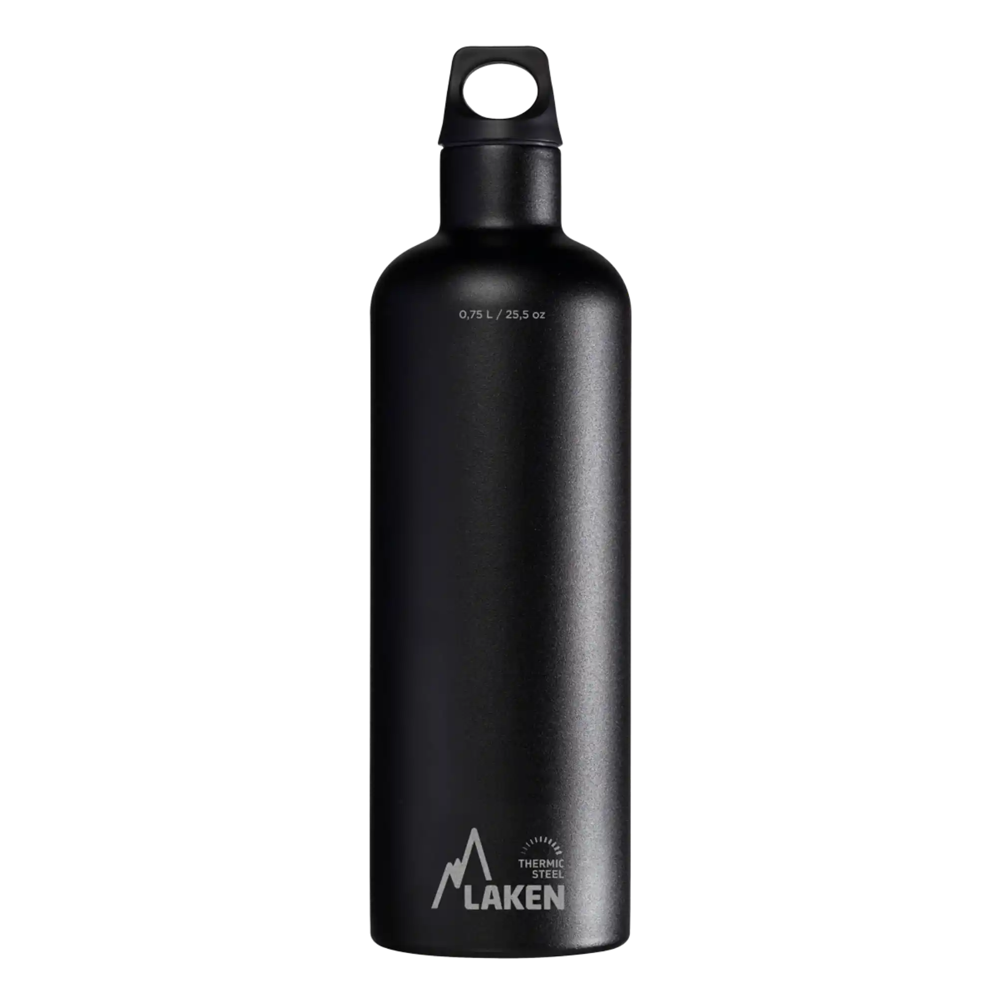Botella térmica de acero negra de 0,75 litros con tapón FUTURA