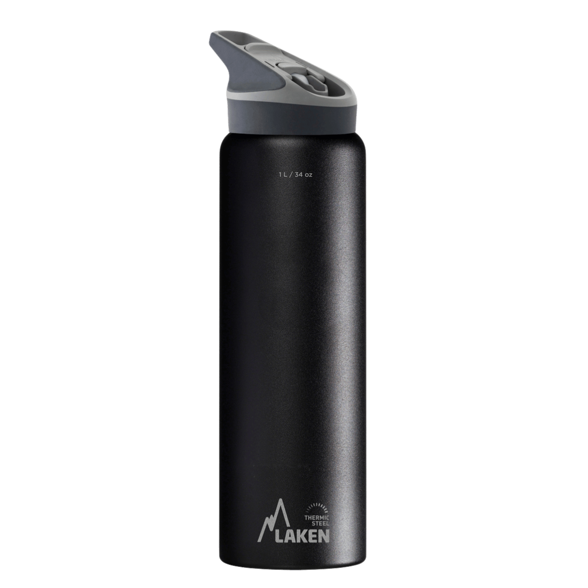 Botella térmica de acero negra de 1 litro con tapón JANNU