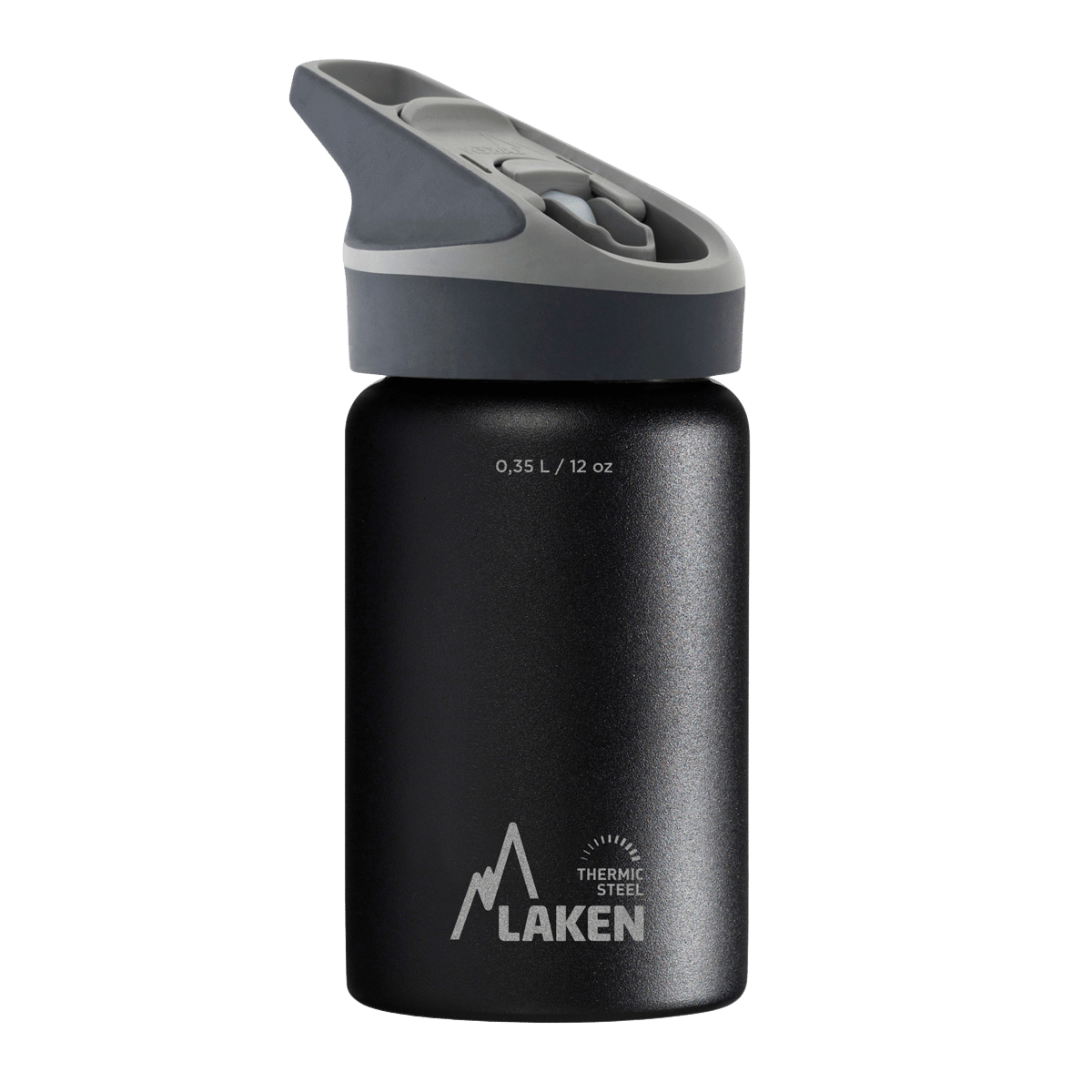 Botella térmica de acero negra de 0,35 litros con tapón JANNU