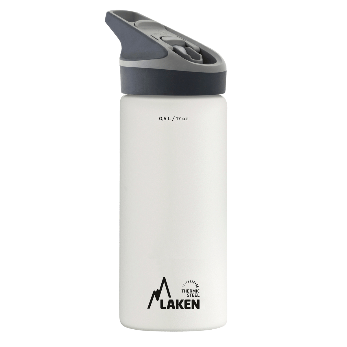 Botella térmica de acero blanca de 0,5 litros con tapón JANNU
