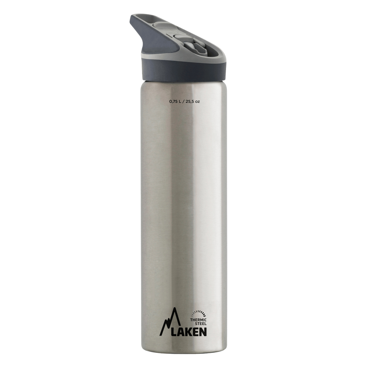 Botella térmica de acero plata de 0,75 litros con tapón JANNU