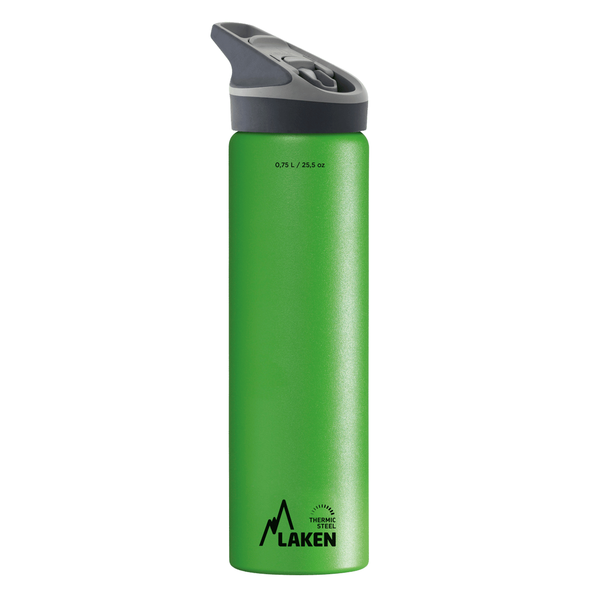 Botella térmica de acero verde de 0,75 litros con tapón JANNU