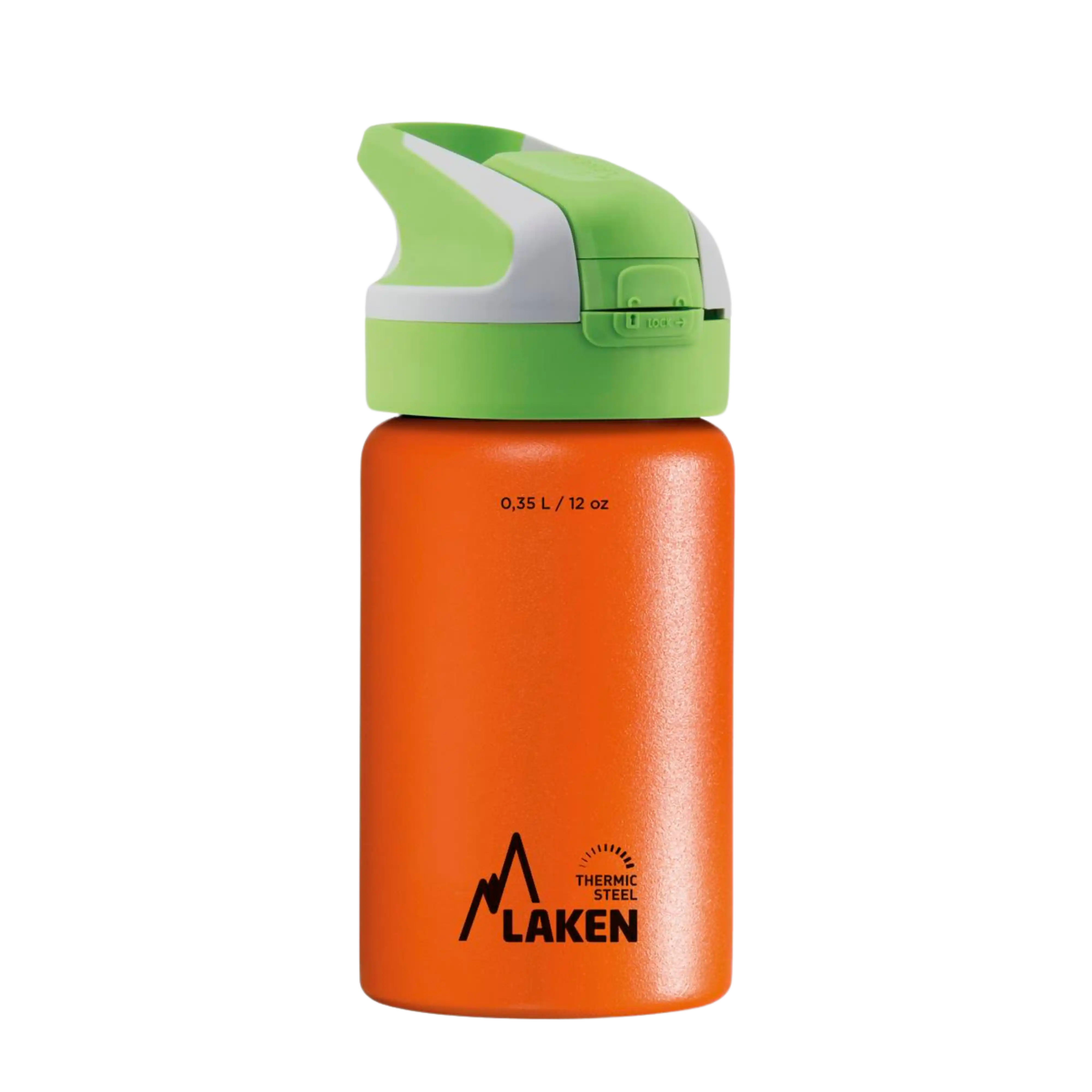 Botella térmica de acero naranja de 0,35 litros con tapón SUMMIT verde