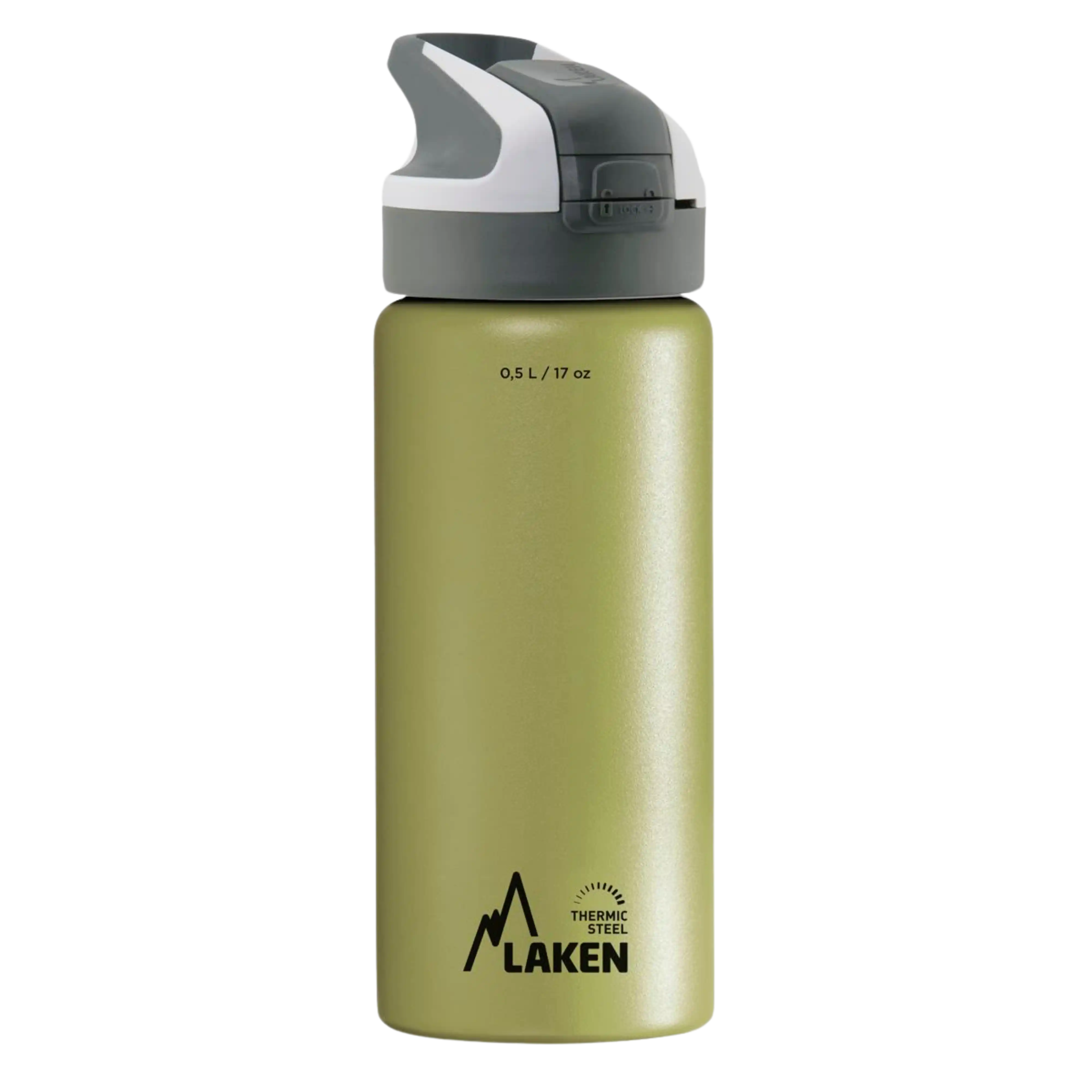 Botella térmica de acero caqui de 0,5 litros con tapón SUMMIT gris